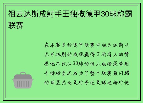 祖云达斯成射手王独揽德甲30球称霸联赛
