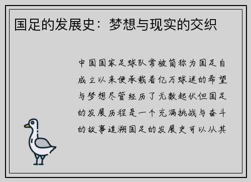 国足的发展史：梦想与现实的交织